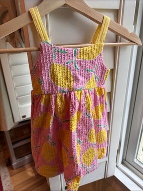 Zara Pink Lemon Print Sundress with Yellow Straps